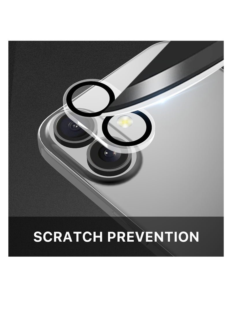 iPhone 16 Plus/iPhone 16 Camera Lens Protector Metal Plus Aluminium Alloy Ring 9H Tempered Glass Screen Case Friendly Camera - Image 1