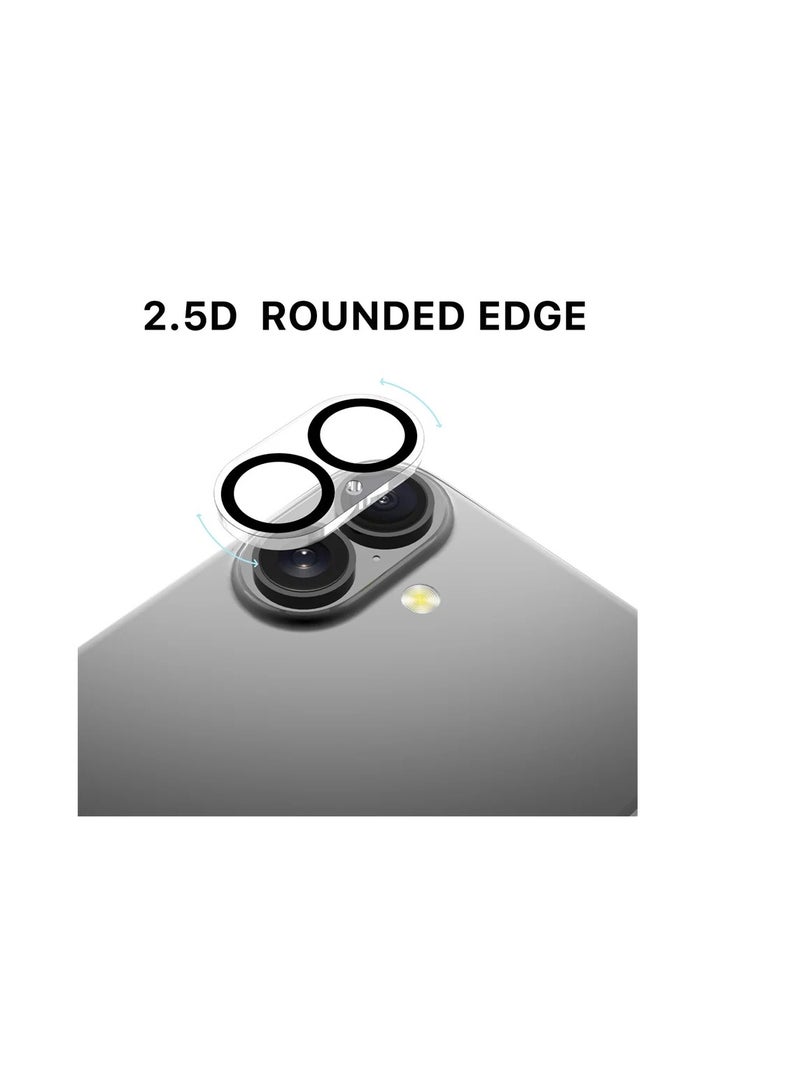 iPhone 16 Plus/iPhone 16 Camera Lens Protector Metal Plus Aluminium Alloy Ring 9H Tempered Glass Screen Case Friendly Camera - Image 3