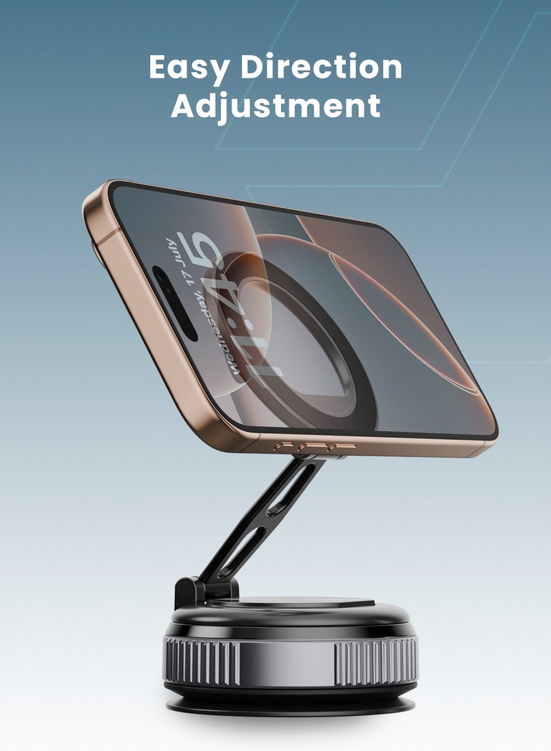 Moxedo Magnex Car Phone Holder Foldable Rounded Magnets for Dashboard with Vacuum Suction Cup 360° Base Rotation with Metal Plate Compatible for All Smartphone - Image 4