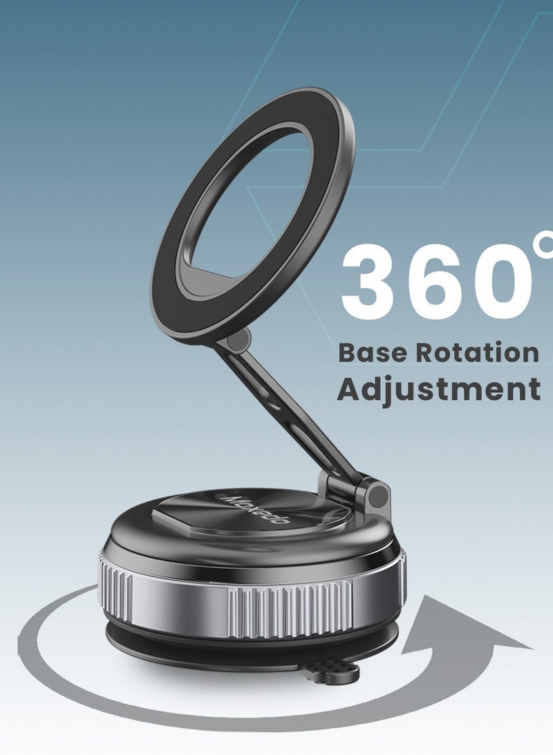 Moxedo Magnex Car Phone Holder Foldable Rounded Magnets for Dashboard with Vacuum Suction Cup 360° Base Rotation with Metal Plate Compatible for All Smartphone - Image 5