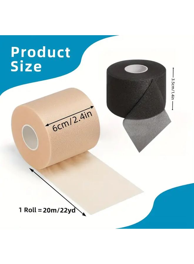 شريط رياضي أبيض مُغلف مسبقًا 3.5 سم × 20 مترًا (1.4 بوصة × 22 ياردة) للكاحلين والمعاصم واليدين والركبتين - أداء رياضي - شريط غير مهيج وصديق للبشرة - لعشاق الصالة الرياضية - Image 2