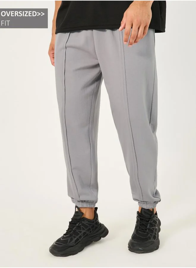 Styli Styli Mid Rise Oversized Joggers with Seam Details