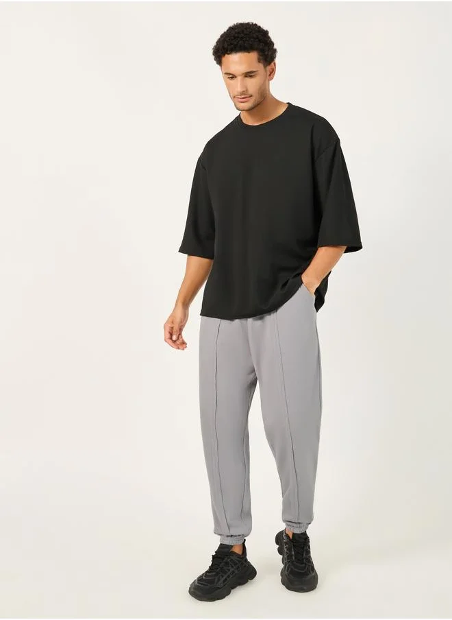 Styli Styli Mid Rise Oversized Joggers with Seam Details
