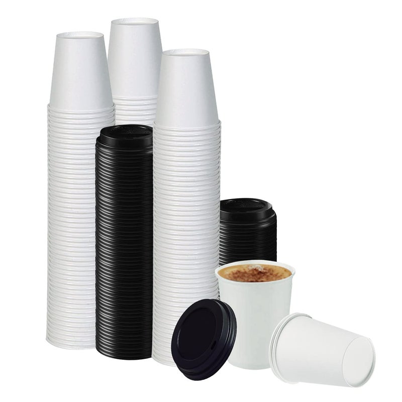 Smygoods White Original Disposable Paper Coffee Cups with Lids 12 OZ 50 Count For Hot Beverages Tea Espresso Cocoa To Go Drink Containers Caf Office - Image 3