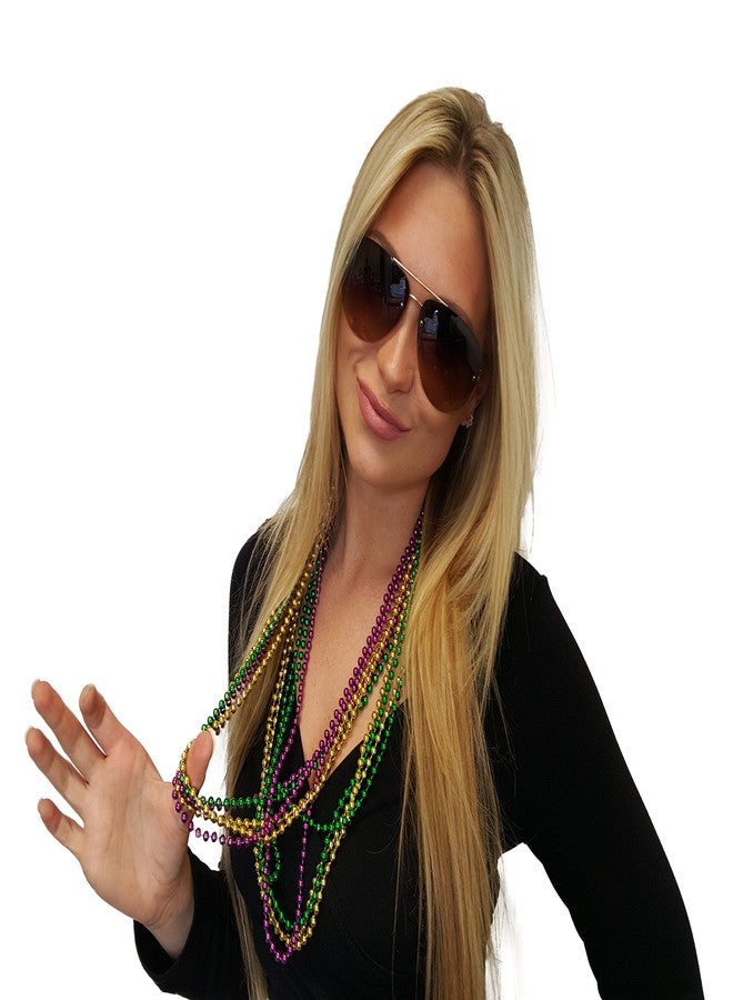 Dondor Metallic Beaded Necklaces, Mardi Gras Necklaces, Festive Necklace Multi Packs (72 Piece Pack) - Image 2