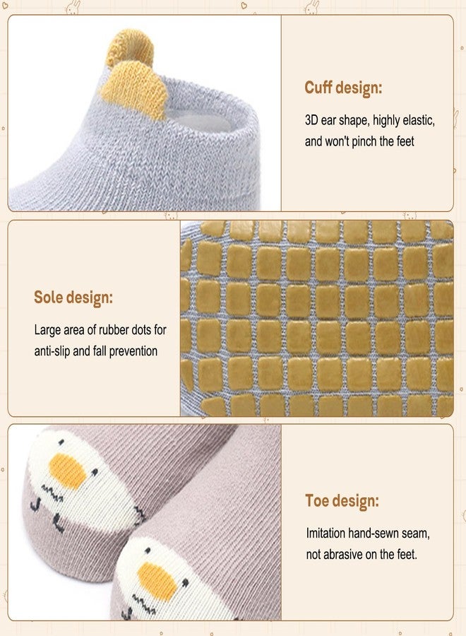 TecoKart® 6 Pairs Socks for Baby Boys 0-3 Years Grip Socks for New Born Baby Anti Skid Kids Socks Ankle Socks for Toddler Gift for 1 Year Old Boy&Girls - Image 4