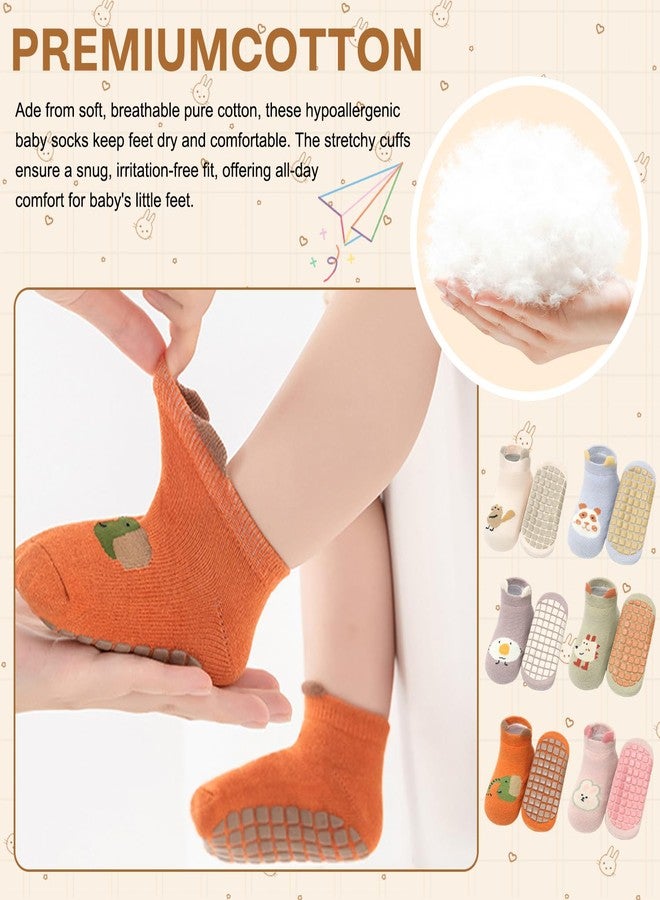 TecoKart® 6 Pairs Socks for Baby Boys 0-3 Years Grip Socks for New Born Baby Anti Skid Kids Socks Ankle Socks for Toddler Gift for 1 Year Old Boy&Girls - Image 3