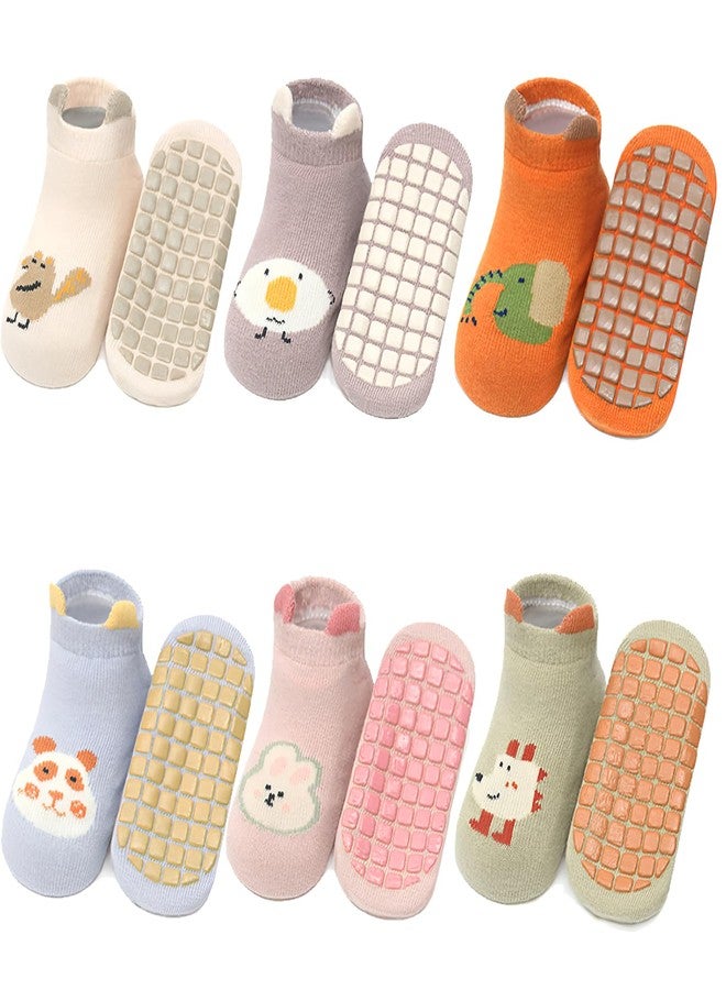 TecoKart® 6 Pairs Socks for Baby Boys 0-3 Years Grip Socks for New Born Baby Anti Skid Kids Socks Ankle Socks for Toddler Gift for 1 Year Old Boy&Girls - Image 1