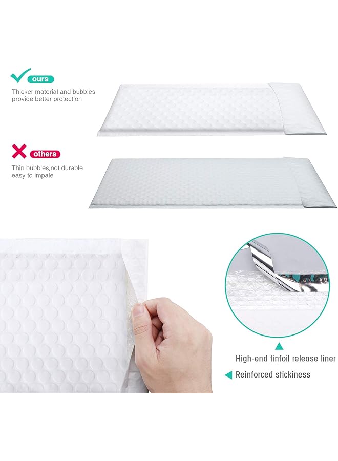 إيروريكس أكياس الفقاعات 50 قطعة ذاتية الغلق من فيلم مبثوق وأكياس فقاعات مضادة للكهرباء الساكنة للتخزين والنقل 15 * 20 + 4 سم أبيض - Image 4