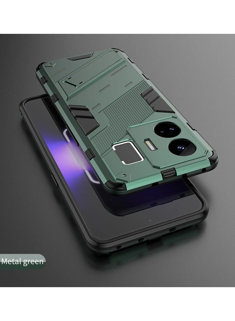 Punk Armor 2 in 1 PC Tpu Shockproof Phone Case with Invisible Holder For Realme Gt Neo 5 (Green) - Image 2