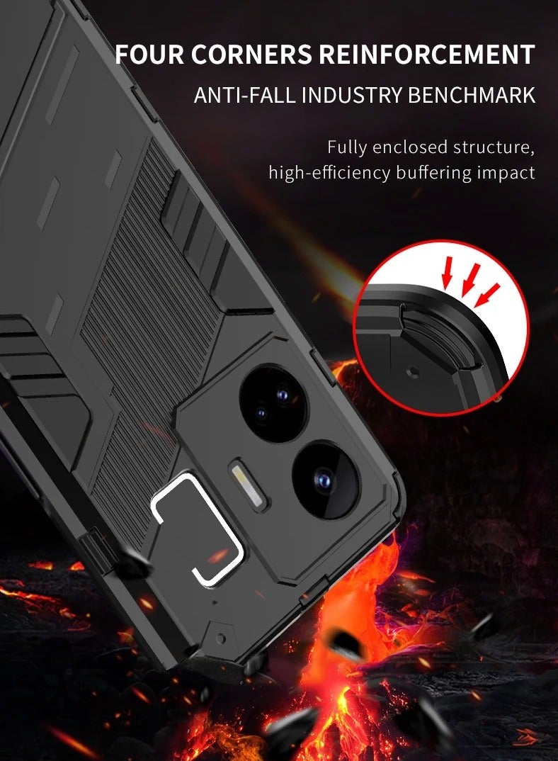 Punk Armor 2 in 1 PC Tpu Shockproof Phone Case with Invisible Holder For Realme Gt Neo 5 (Green) - Image 4