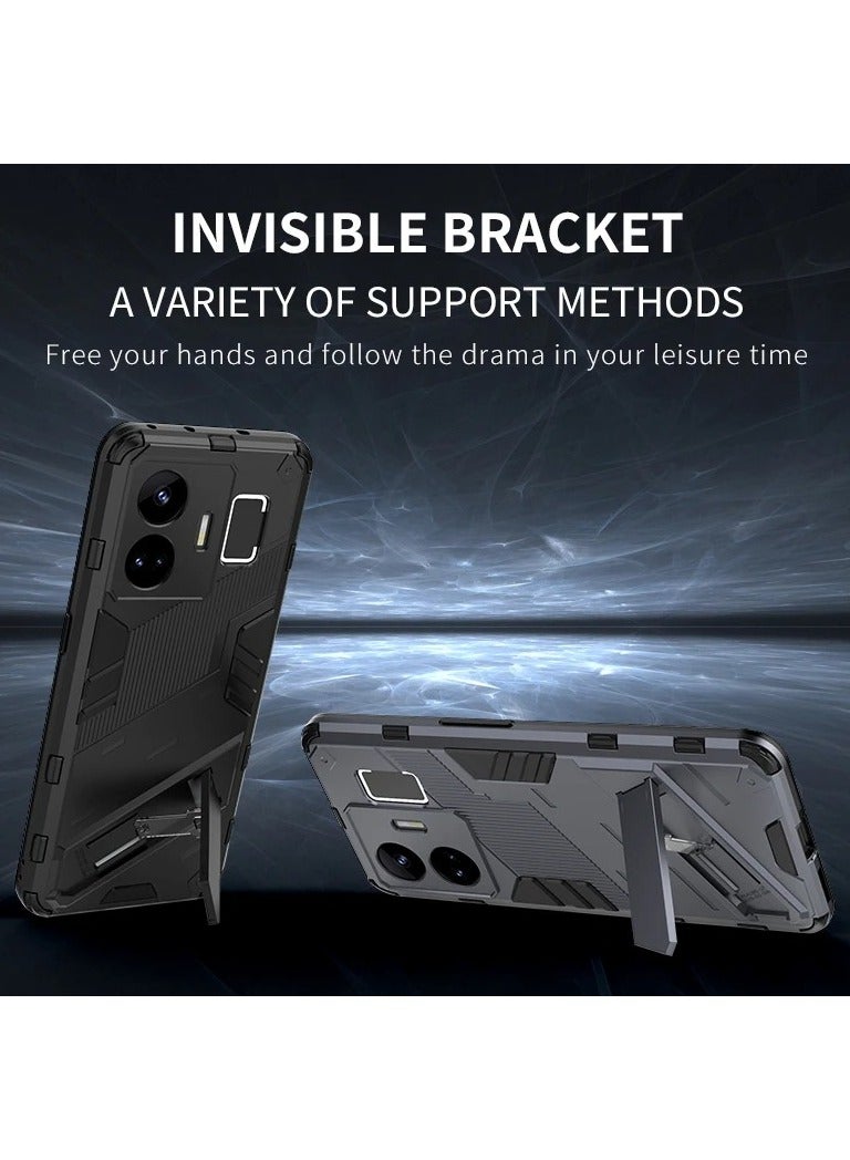 Punk Armor 2 in 1 PC Tpu Shockproof Phone Case with Invisible Holder For Realme Gt Neo 5 (Green) - Image 3