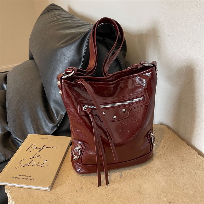 Large Capacity Commuter Tote Bag Women'S 2024 Shoulder Bag Y Textuled Bucket Bag Dress Crossbody Bag - Image 2