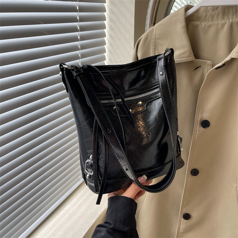 Large Capacity Commuter Tote Bag Women'S 2024 Shoulder Bag Y Textuled Bucket Bag Dress Crossbody Bag - Image 4