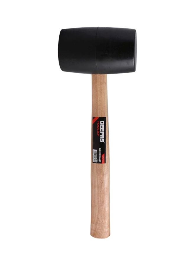 GEEPAS Rubber Mallet with Wooden Handle 24Oz- Hardwood Shaft Rubber Mallet Double-Face Hammer with Soft/Hard Tips | Ideal for woodworking, cabinet and furniture making, auto body and metal fabrication Brown/Black - Image 1