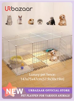 URbazaar DIY Pet Fence, Animal Cage Portable Pet Panel, Rabbit, Dog Cage, Cat Cage Fence Tent for Indoor and Outdoor (Large White)  - Image 1
