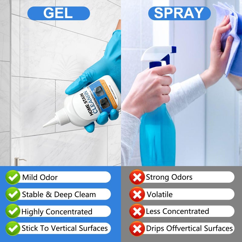 Home Stain Cleaner Gel, Washing Machine Cleaner with Brush, Deep Cleaning All-Purpose Gel for Washing Machine, Refrigerator Strips, Household Shower, Kitchen Sinks, Walls, Tiles, Bathrooms (100 ML) - Image 5