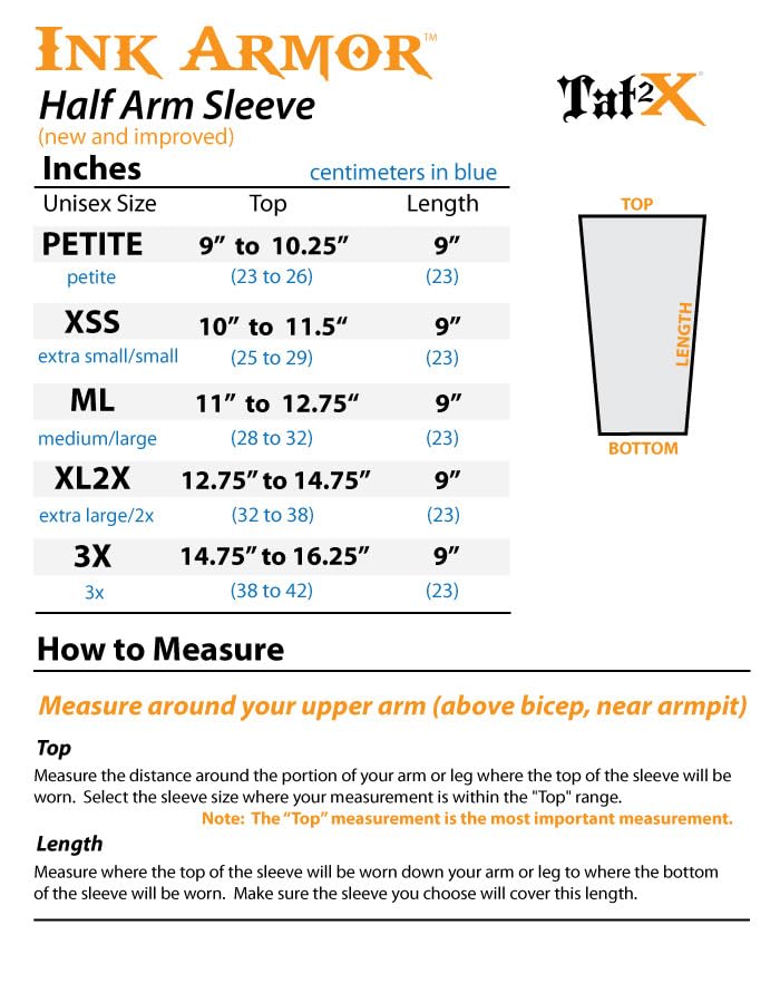 Tat2X Ink Armor Premium Half Arm Tattoo Cover Up Sleeve - No Slip Gripper - U.S. Made - Light - 3X (single half arm sleeve) - Image 3