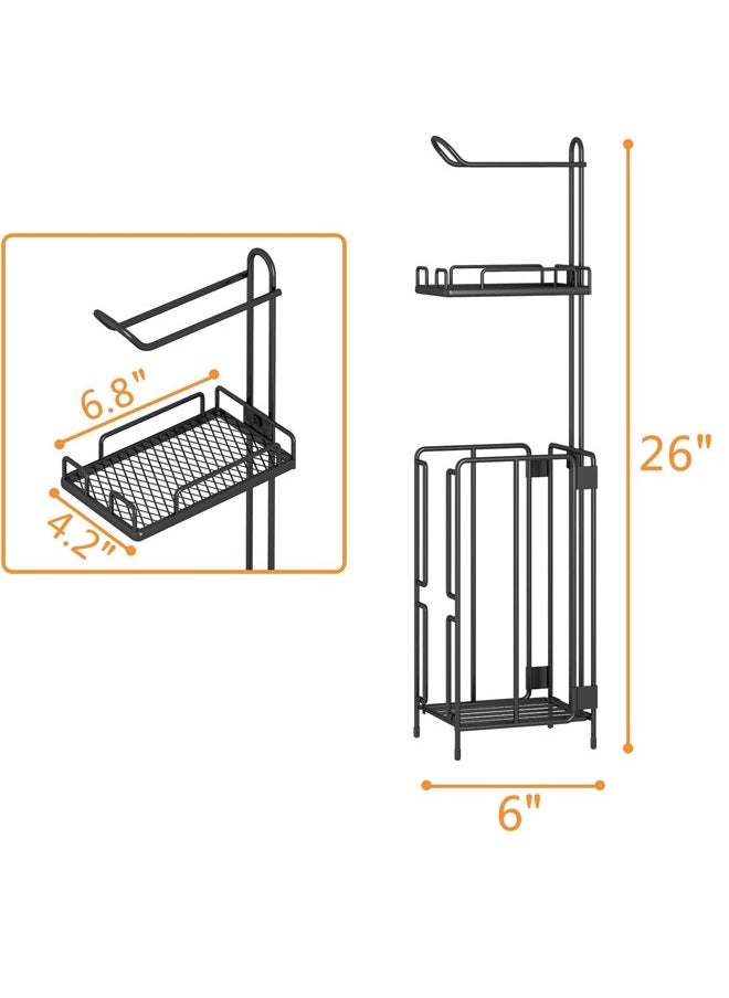 Beauenty - Toilet Paper Holder Stand, FreeStanding Toilet Paper Holder, 304 Stainless Steel Bathroom Tissue Dispenser Toilet Roll Holder with Top Shelf Storage Reserve Tray, Storage ShelfWeighted Base - Image 1