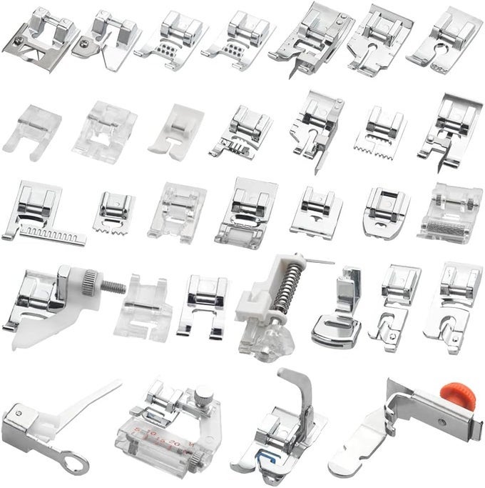32 PCS SEWING MACHINE PRESSER FEET SET PROFESSIONAL PRESSER FOOT FOR SINGER BROTHER JANOME AND KENMORE BABYLOCK LOW SHANK SEWING MACHINES