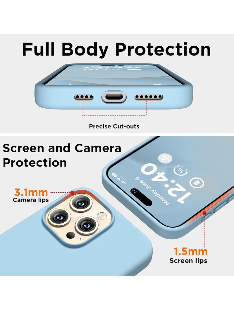 ELTRAZONE Compatible with iPhone 15 Pro Max Case, Liquid Silicone Case, Full Body Shockproof Protective Cover Slim Thin Phone Case with Soft Anti-Scratch Microfiber Lining, 6.7 inch-Baby Blue - Image 4