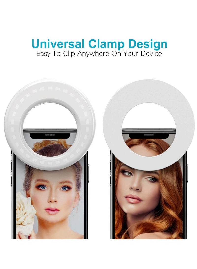 Selfie Ring Lights LED Circle  Cell Phone Laptop Camera Photography Video Lighting Clip On Rechargeable - Image 2