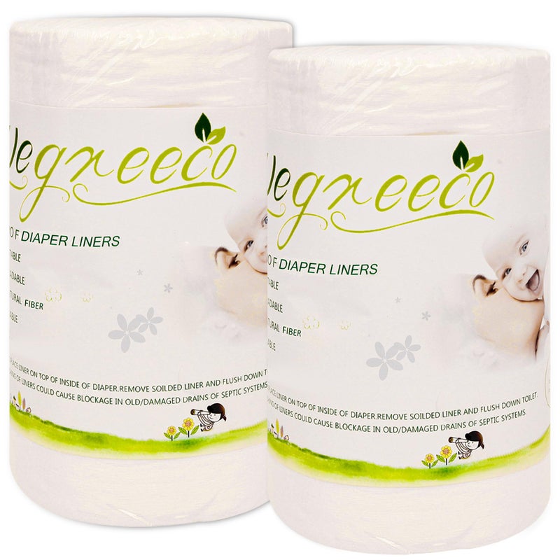 wegreeco Unscented Diaper Liners - Fragance Free and Chlorine Free Cloth Diaper Liners - 100 Sheets Per Roll (2 Roll) - Image 1