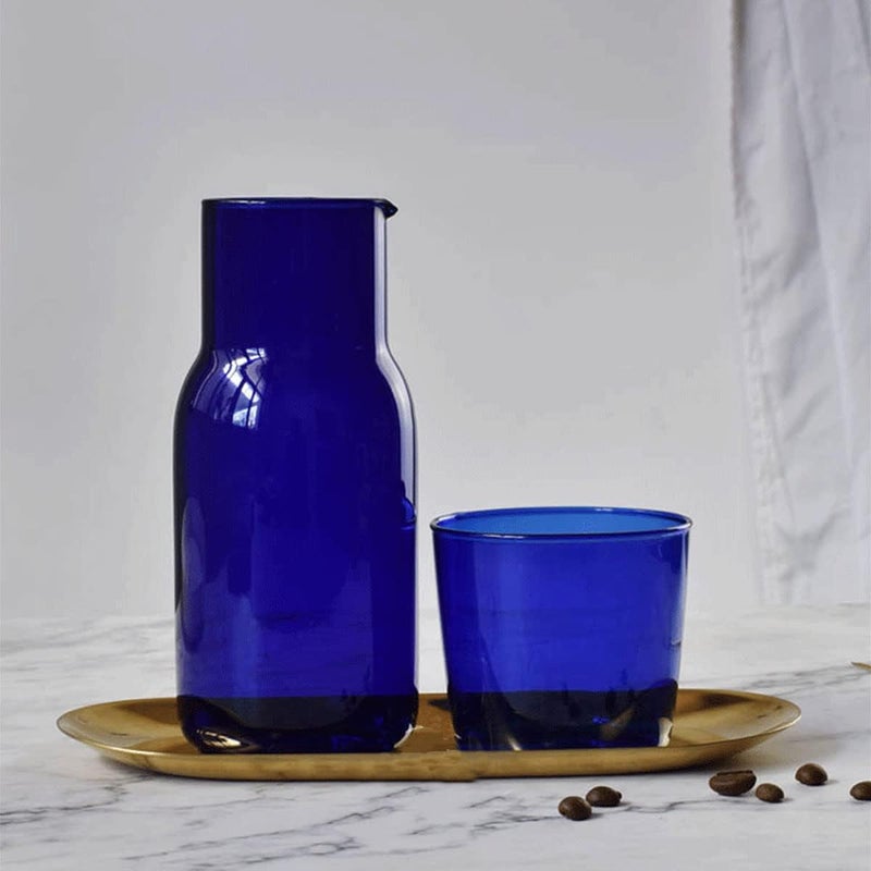 sappiedear Bedside Glass Water Carafe Set with Cup, Glass Carafe with Lid Mouthwash Cups for Bedroom Bathroom Juice Wine Milk 19oz - Image 5