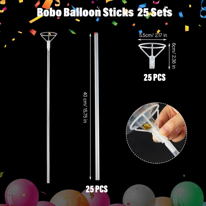 Charniol 25 Pieces Balloon Sticks with Cups, 16 Inch Long Clear Balloon Holder Transparent Balloons Sticks for Birthday Party Wedding Anniversary Indoor Outdoor - Image 2