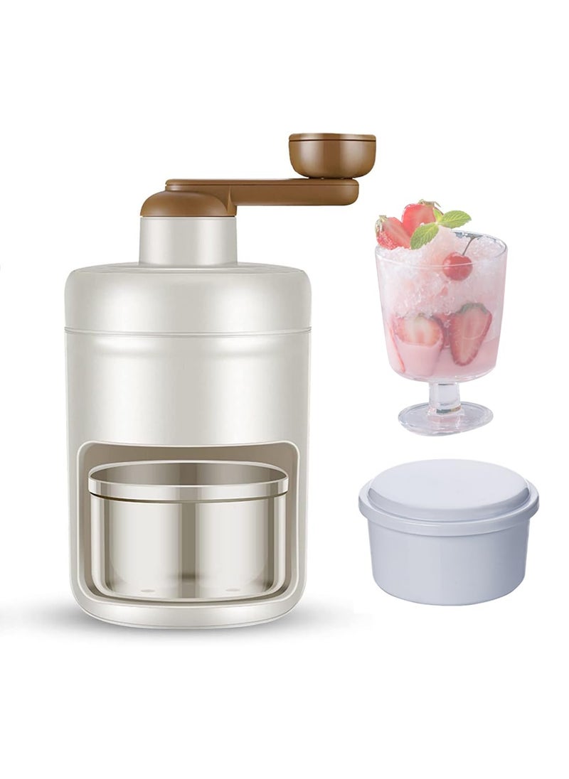 AngelReally Ice Crusher Machine for HomeManual Ice Shaver Crushed Ice Maker Shaved Ice Machine with Ice Cube Trays for Party Bars Restaurants White  - Image 1