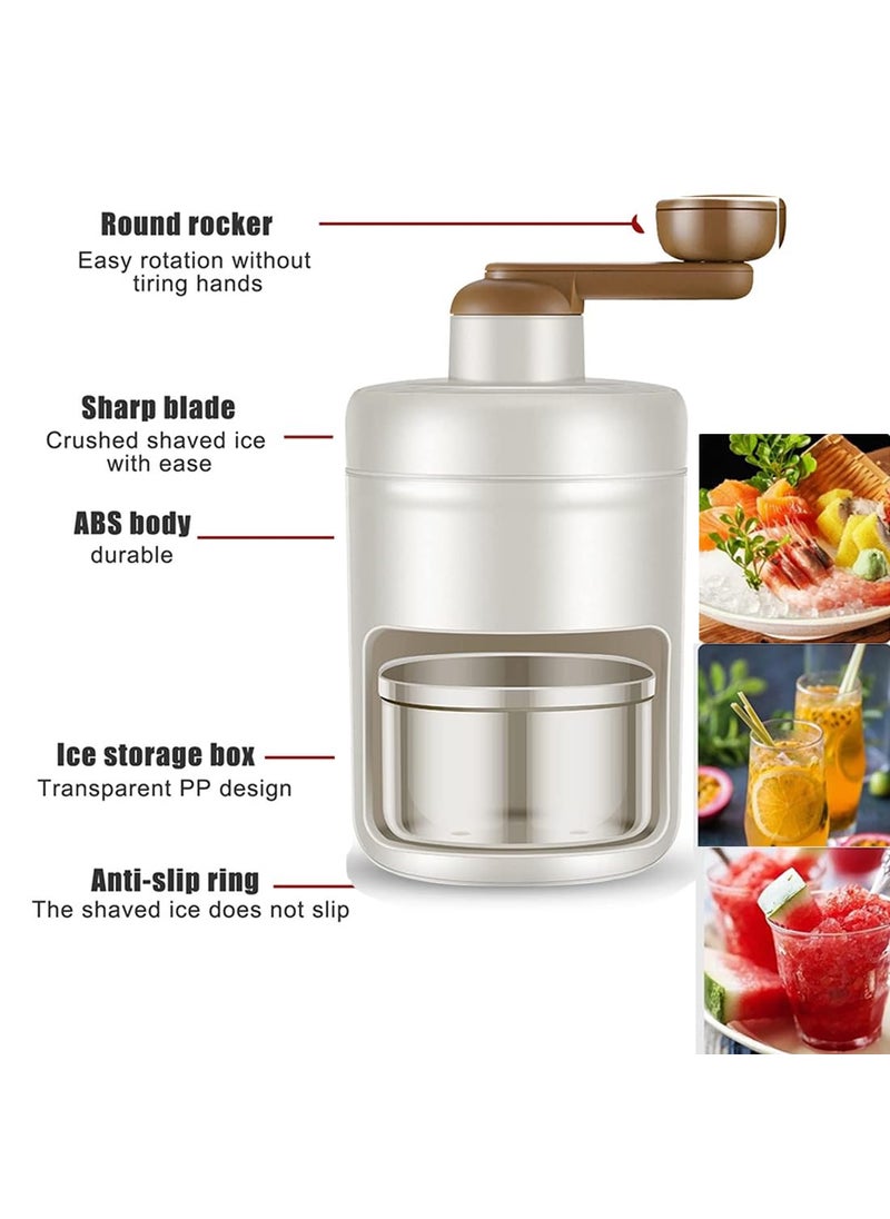 AngelReally Ice Crusher Machine for HomeManual Ice Shaver Crushed Ice Maker Shaved Ice Machine with Ice Cube Trays for Party Bars Restaurants White  - Image 4