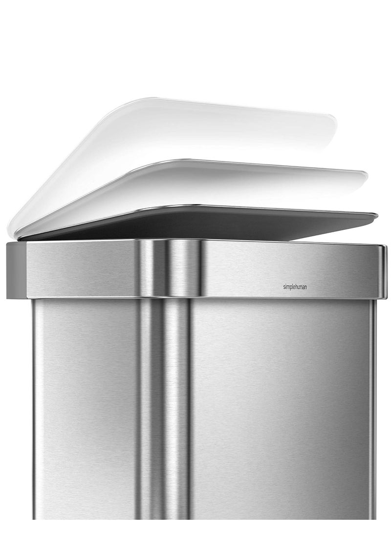simplehuman Brushed Steel Rectangular Pedal Bin with Liner Pocket, 45 L  - Image 3
