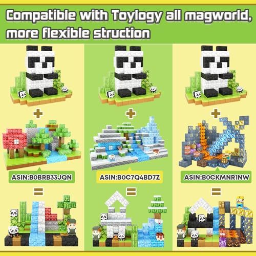 Toylogy كتل مغناطيسية - بناء منجم عالم الباندا - مجموعة كتل بناء مغناطيسية للأولاد والبنات من عمر 3 إلى 8 سنوات - ألعاب STEM تعليمية حسية خارجية هدايا للأطفال - Image 5