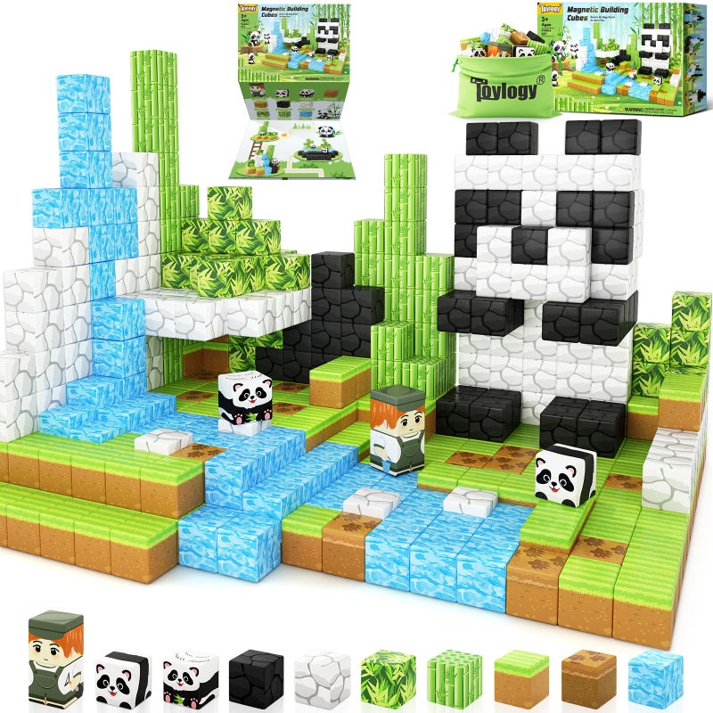 Toylogy كتل مغناطيسية - بناء منجم عالم الباندا - مجموعة كتل بناء مغناطيسية للأولاد والبنات من عمر 3 إلى 8 سنوات - ألعاب STEM تعليمية حسية خارجية هدايا للأطفال - Image 3