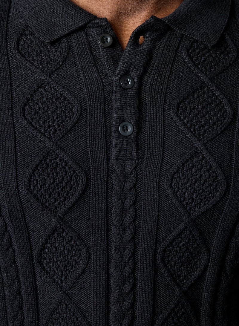French Connection Knit Polo With Raglan - Image 4
