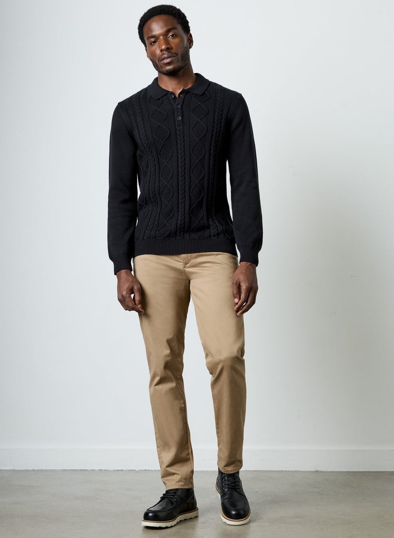 French Connection Knit Polo With Raglan - Image 2
