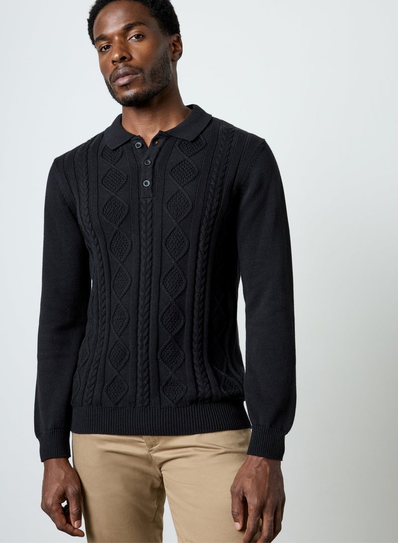 French Connection Knit Polo With Raglan - Image 1