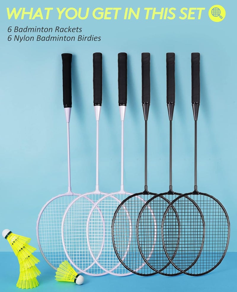 AboveGenius Badminton Rackets Set of 6 with Nylon Shuttlecocks for Outdoor Games - Image 2
