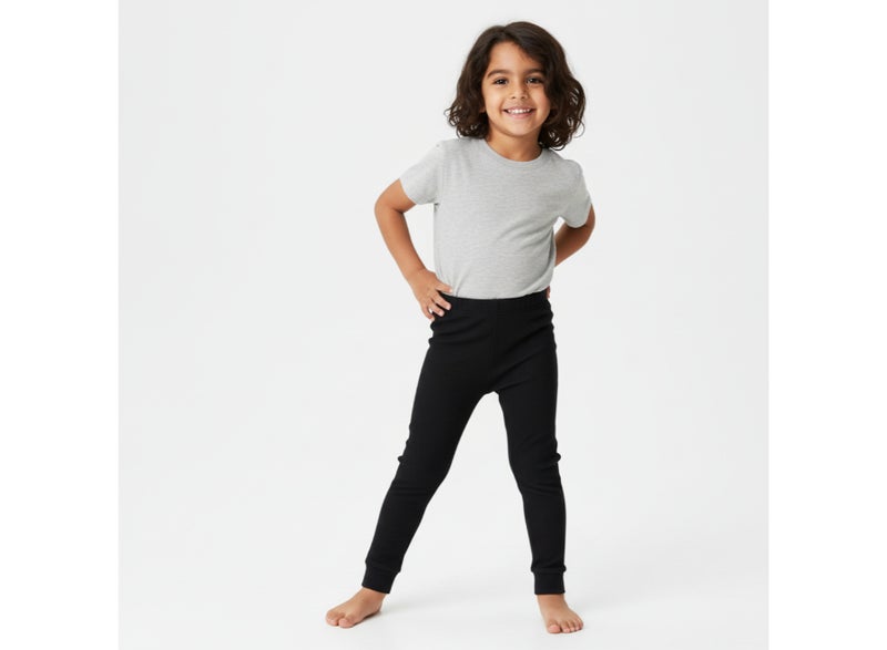 Ourkids Unisex Cotton Ribbed Thermal Pants – Black (Pack Of 2) - Image 2