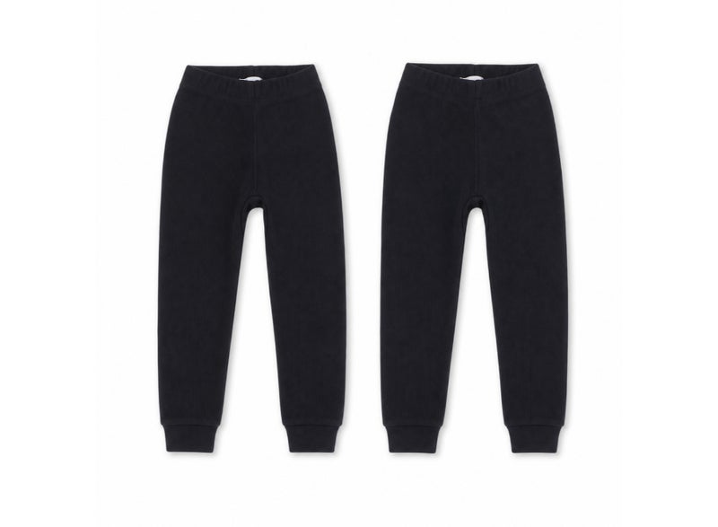 Ourkids Unisex Cotton Ribbed Thermal Pants – Black (Pack Of 2) - Image 1