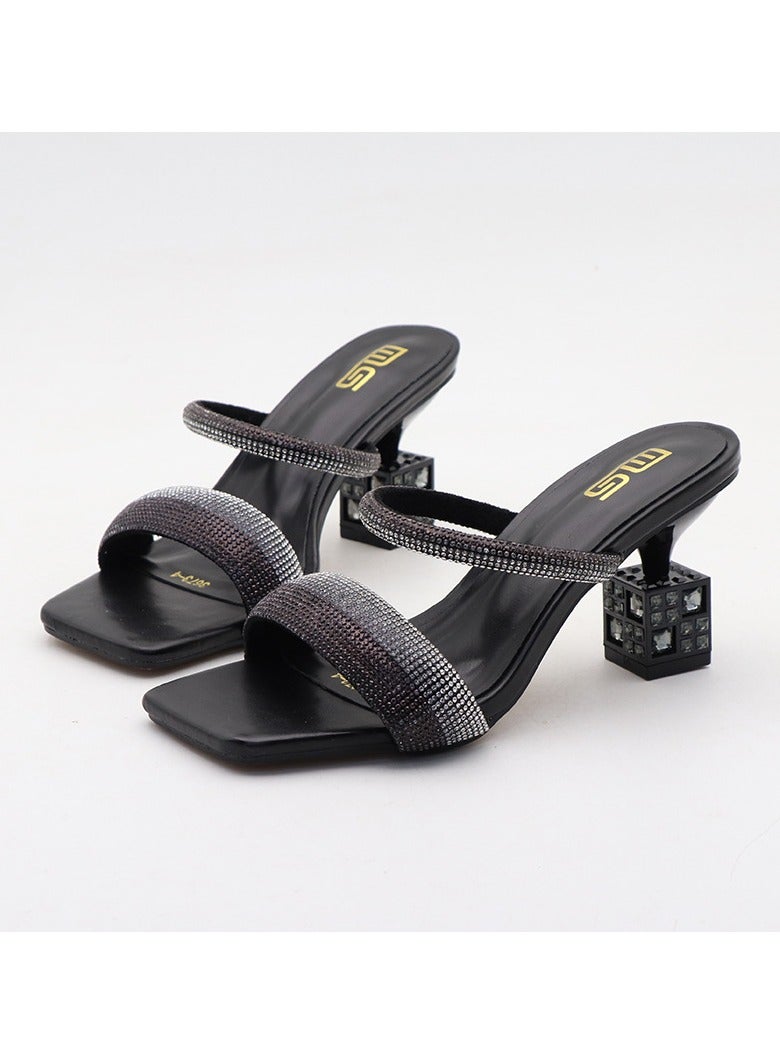 Nariele New Slim High Heels Transparent Rhinestone High Heels - Image 1