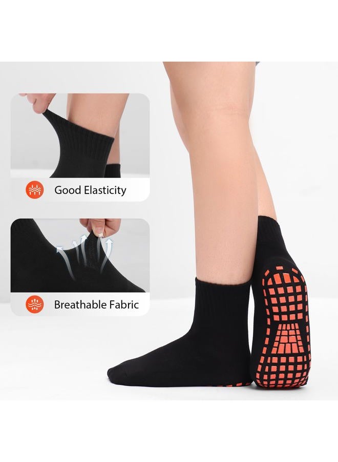 NOVAYARD 5 Pairs Non Slip Socks Non Skid Sticky Grip Socks Yoga Pilates Hospital Socks Men Women, Black, L - Image 4