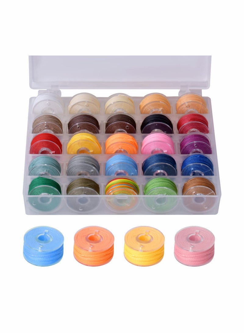 Excefore خيوط مشمعة، 25 قطعة 16 م × 0.55 مم بألوان متنوعة خيط مشمع خيط بوليستر مشمع خيوط مشمعة للتطريز الخيط لتصنيع المجوهرات DIY الحرف اليدوية ماكرامي جلد - Image 1