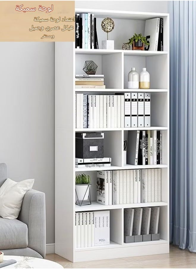 LEXIN Nordic Simple Style 6-Floor-standing Bookcase Bookshelf, Multi-functional and Large Capacity, Living Room Bookshelf Wooden Simple Student Storage Rack Display Book Case, Warm White 180x60x24 cm  - Image 3