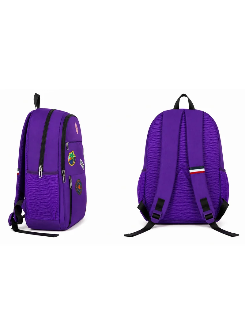 U.S. Polo Assn. U.S. Polo Assn. Classic Royal Purple Traveller Stamp Edition Backpack for School and Office MultiCompartment Bag for Campus