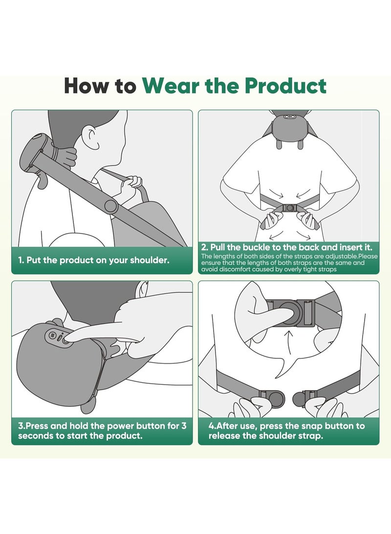 بورتوني جهاز تدليك للرقبة مع حرارة، جهاز تدليك كتف محمول بيونيك رباعي الأبعاد بمستويين من الحرارة، تصميم لاسلكي، جهاز تدليك الجسم شياتسو عميق للأنسجة لتخفيف آلام الرقبة والظهر والساقين والكتف - Image 5