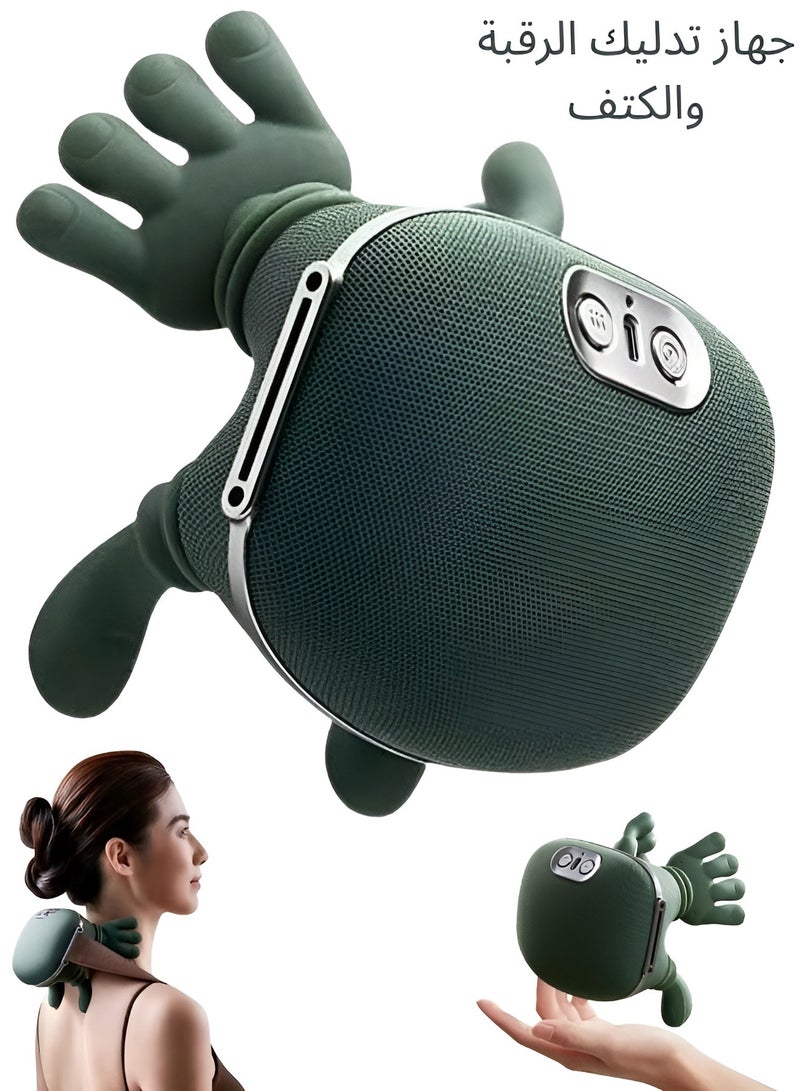 بورتوني جهاز تدليك للرقبة مع حرارة، جهاز تدليك كتف محمول بيونيك رباعي الأبعاد بمستويين من الحرارة، تصميم لاسلكي، جهاز تدليك الجسم شياتسو عميق للأنسجة لتخفيف آلام الرقبة والظهر والساقين والكتف - Image 1