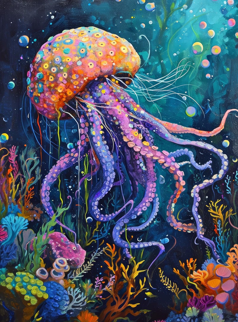 Cross & Glory - Ocean's Opus: The Majestic Medusa - 1000 Piece Jigsaw Puzzle for Adults | Firework Jellyfish | Vibrant Undersea Scene | Top Selling Challenging Puzzle - Image 1