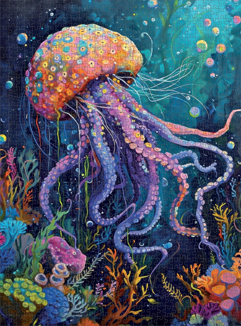 Cross & Glory - Ocean's Opus: The Majestic Medusa - 1000 Piece Jigsaw Puzzle for Adults | Firework Jellyfish | Vibrant Undersea Scene | Top Selling Challenging Puzzle - Image 4