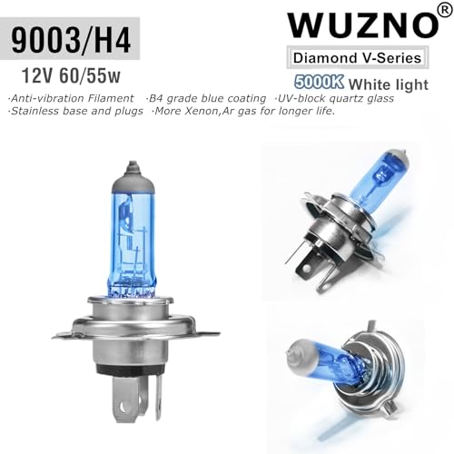 Wuzno 9003/H4 Halogen Headlight Bulb, White Light 12V 60/55w 64193 12342 P43T 5000K Headlamp Repacelment 2 Pack Long Life - Image 3